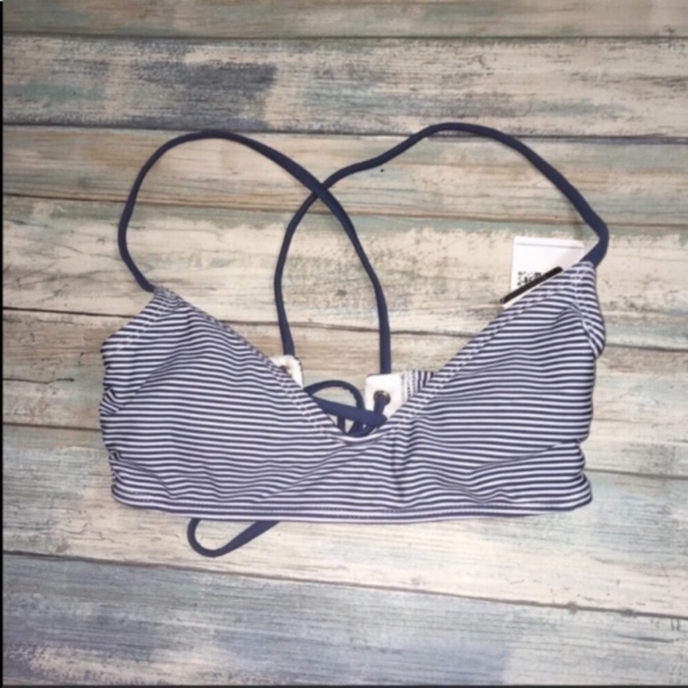 Xhilaration Pink Blue Striped Bikini Top - Picture 2 of 7